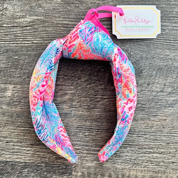 Lilly Pulitzer Colorful Knotted Headband, Wide Satin Headband, Splashdance - Picture 1 of 5
